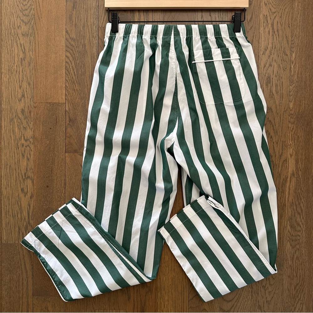 Sleepy Jones Marina Long Sleeve Pajama Set in Stripe Green and White Size Small - Picture 7 of 8